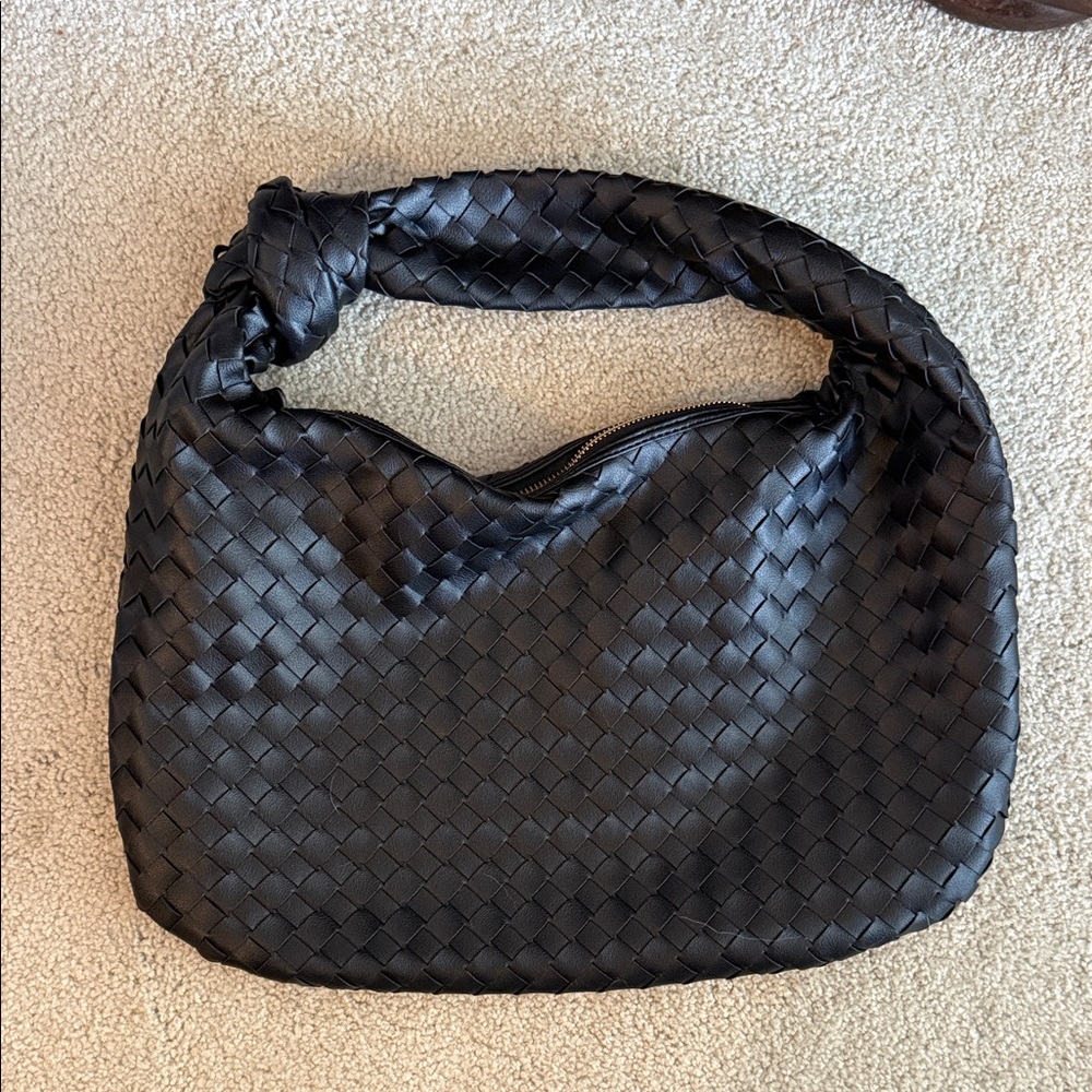 NWOT Urban Expressions Black Woven Vanessa Hobo Bag